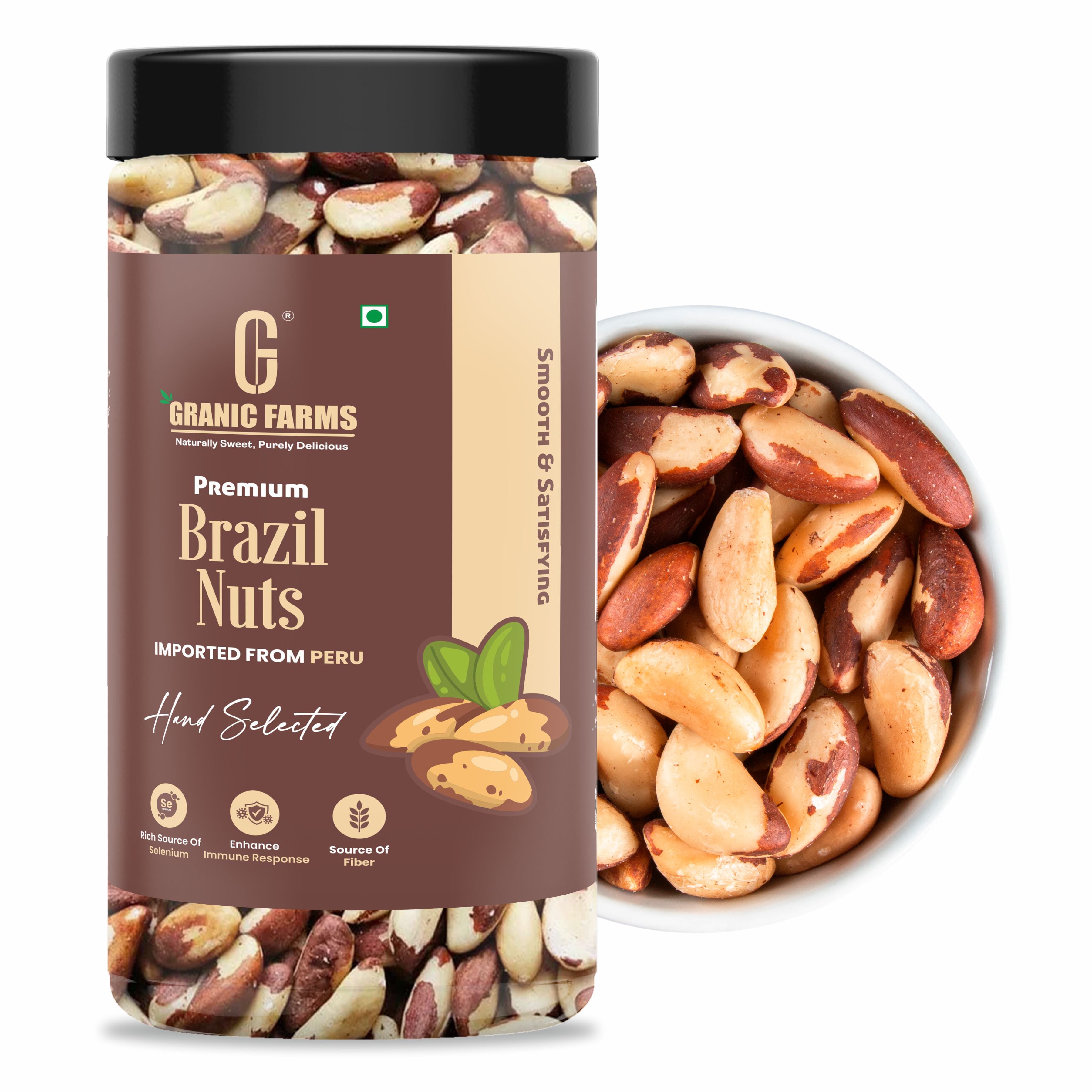 Granic Farms Brazil Nuts, (Rich in Selenium | Superfood | Have 1 Daily | Product of Peru) (Grade A ++ Nuts, Premium Jumbo Size)