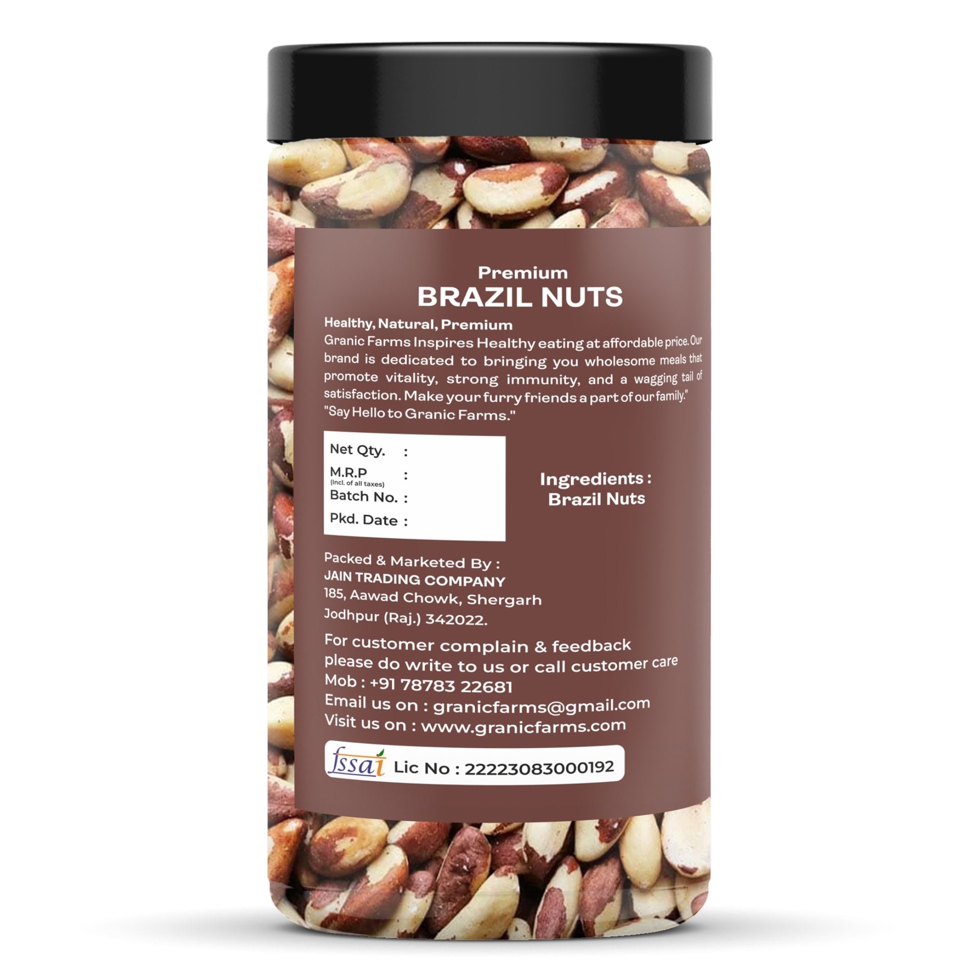 Granic Farms Brazil Nuts, (Rich in Selenium | Superfood | Have 1 Daily | Product of Peru) (Grade A ++ Nuts, Premium Jumbo Size)