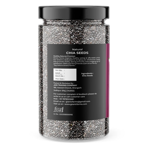 Granic Farms Premium Raw Chia Seeds For Eating 1kg (Jar Pack) Healthy Snack For Immunity Booster, Rich in Fiber - Diet Snacks For Weight Loss.
