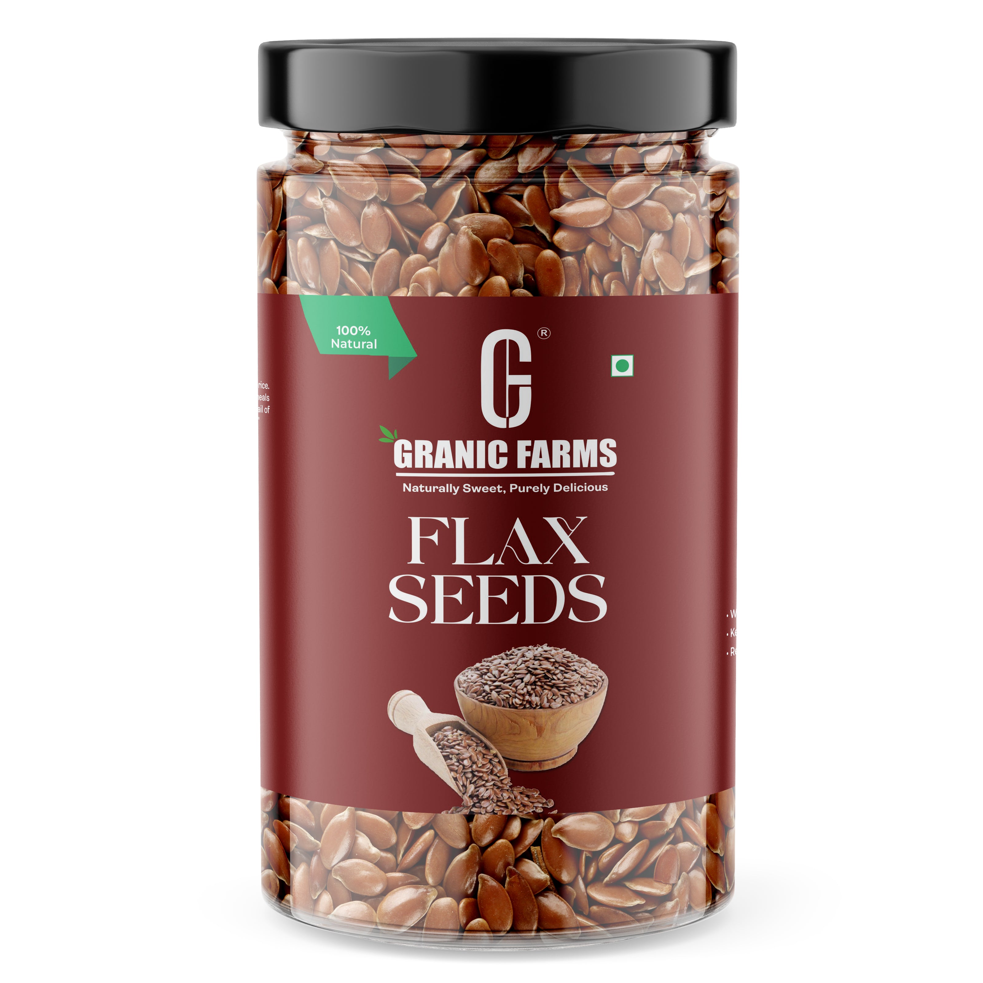 Granic Farms Premium Raw Flax seeds | Flax Seeds for Weight Management | Rich in Omega-3 Fatty Acids, Proteins, Fibers and Minerals