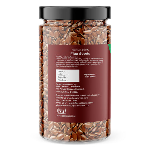 Granic Farms Premium Raw Flax seeds | Flax Seeds for Weight Management | Rich in Omega-3 Fatty Acids, Proteins, Fibers and Minerals