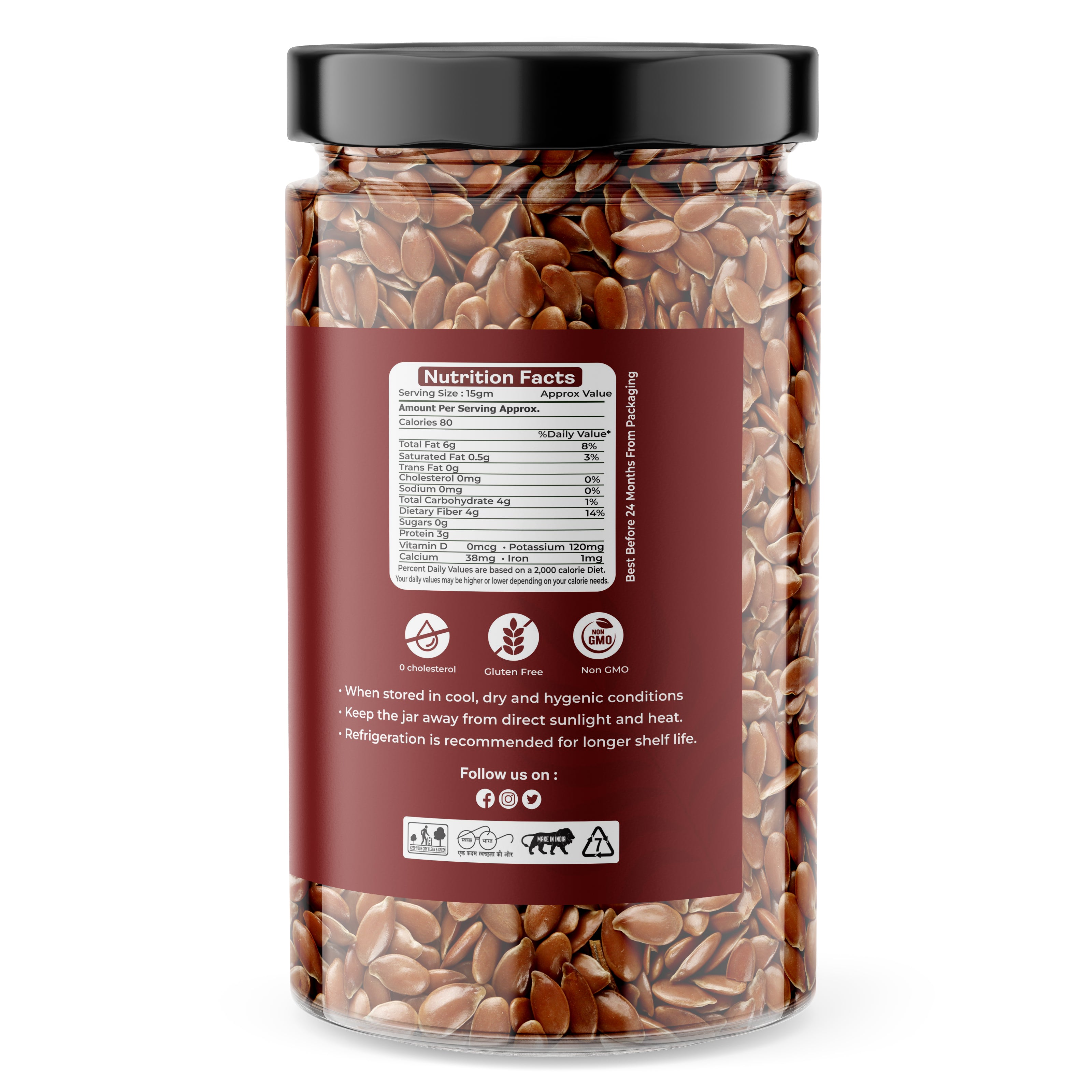 Granic Farms Premium Raw Flax seeds | Flax Seeds for Weight Management | Rich in Omega-3 Fatty Acids, Proteins, Fibers and Minerals