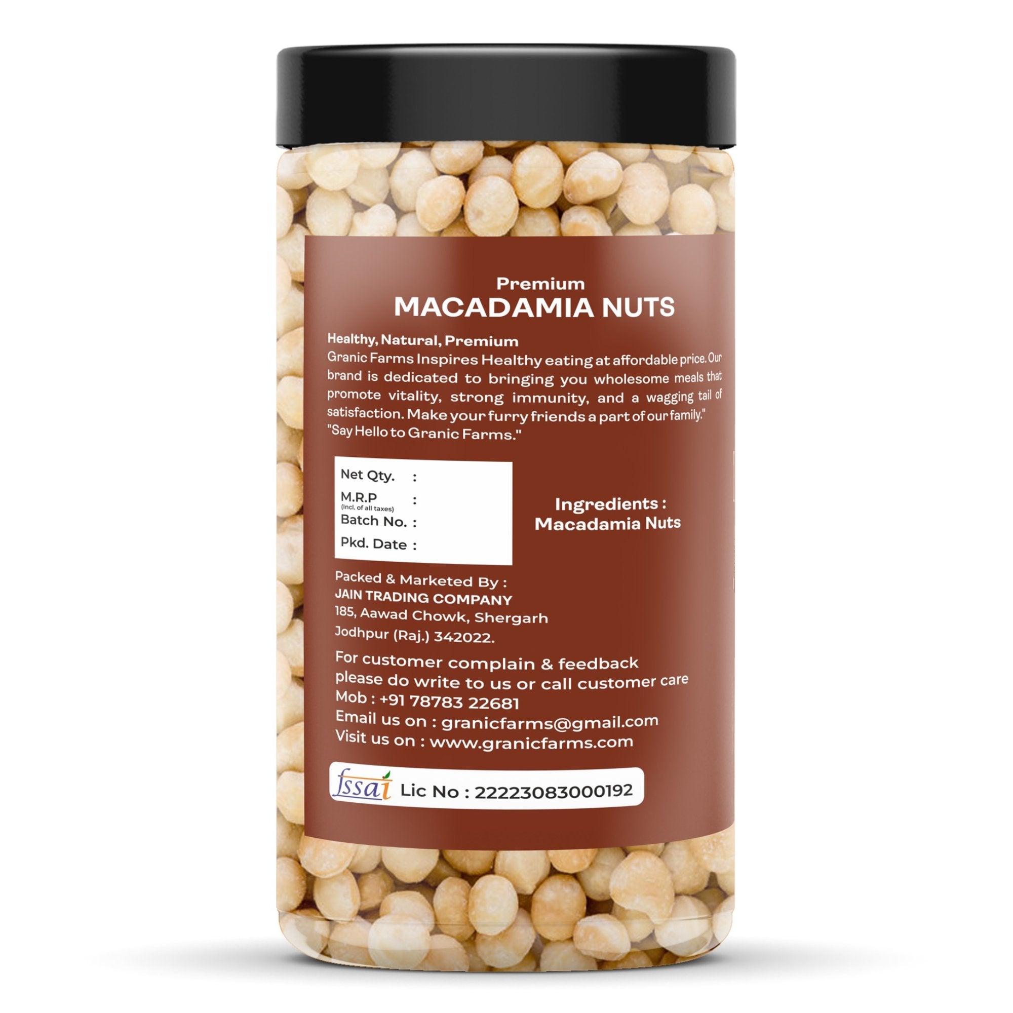 Granic Farms Premium Macadamia Nuts  (Grade A ++ Nuts, Premium Jumbo Size) Premium Australian Macadamia Nuts