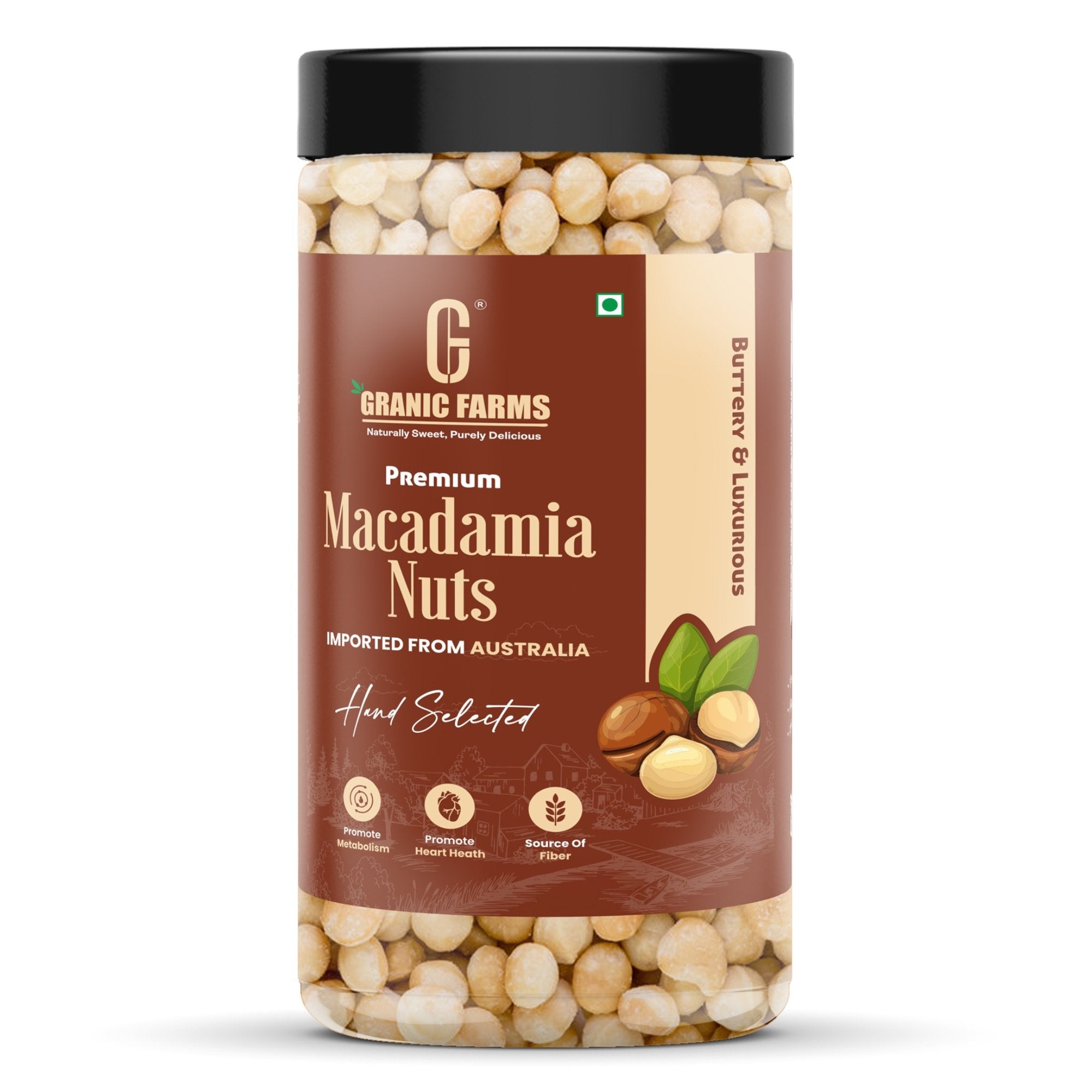 Granic Farms Premium Macadamia Nuts  (Grade A ++ Nuts, Premium Jumbo Size) Premium Australian Macadamia Nuts