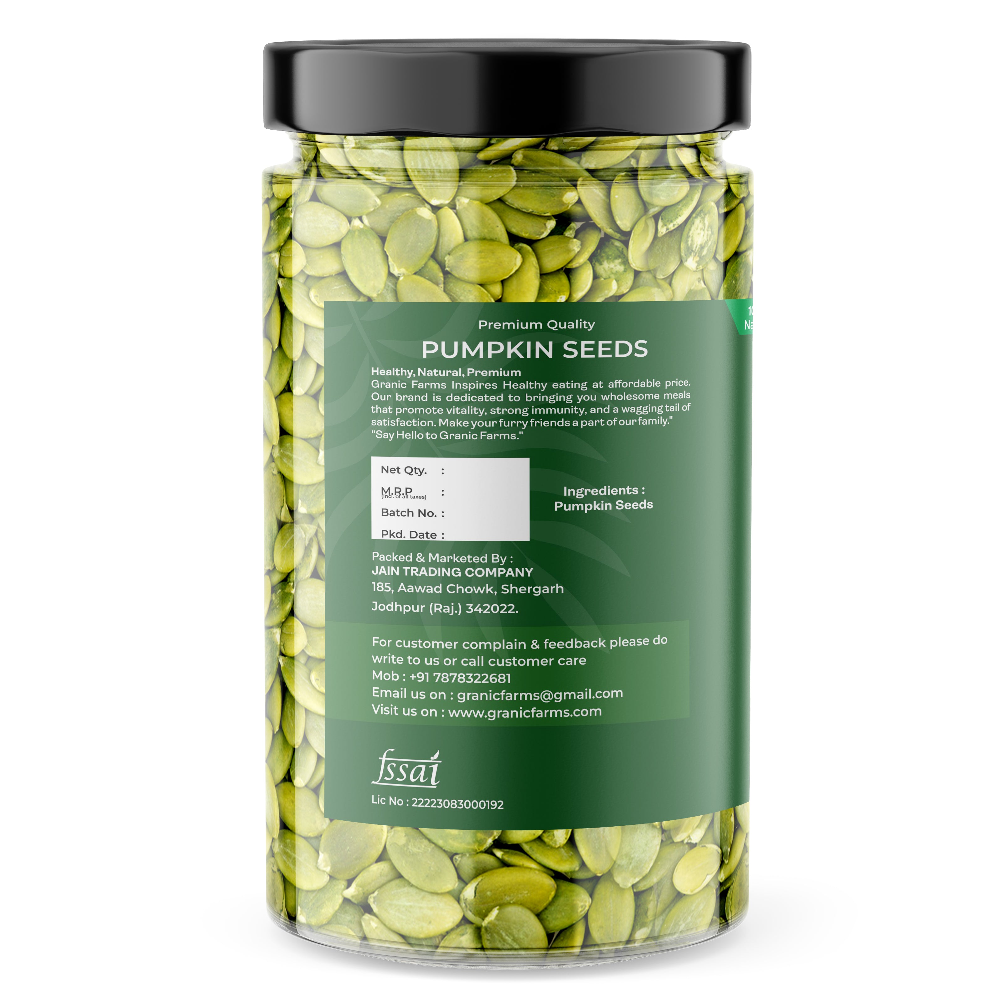 Granic Farms Raw Pumpkin Seeds – Premium AAA Grade Superfood | High in Protein, Fiber & Antioxidants | Boosts Immunity & Supports Weight Management | Perfect Healthy Snack for Eating, Salads & Smoothies